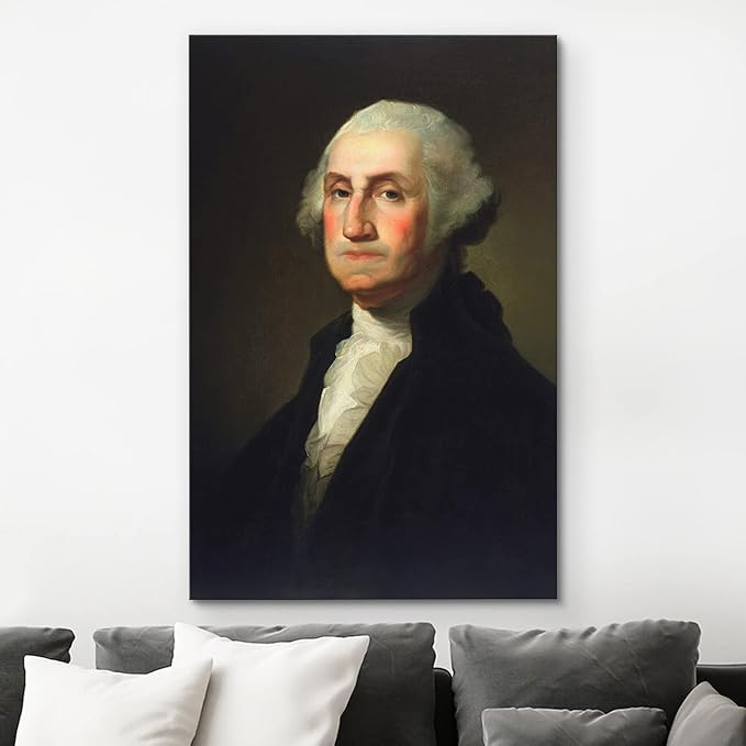 wall26 Canvas Print Wall Art Portrait of George Washington People Pop Culture Historical Realism Famous Closeup Colorful Multicolor Classical for Living Room, Bedroom, Office - 16"x24"