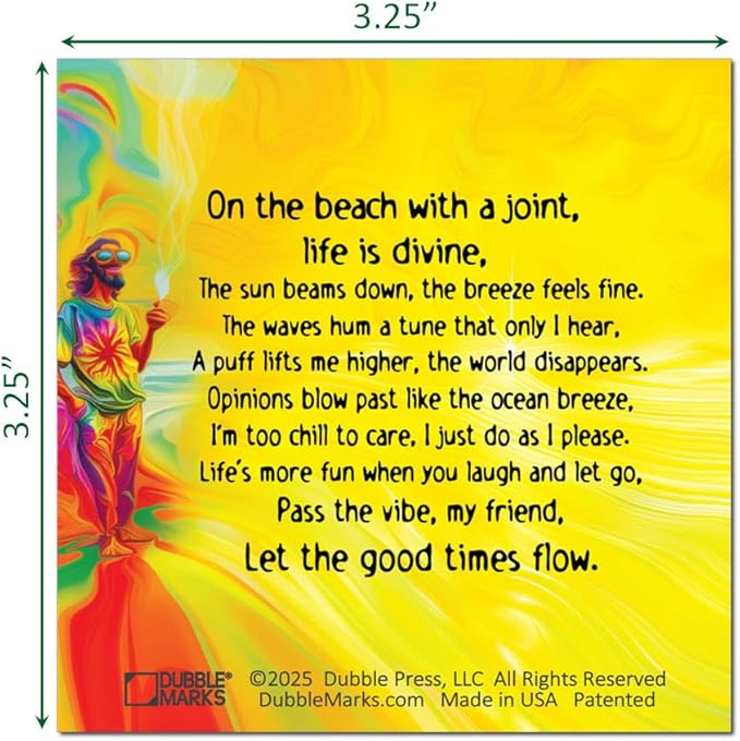 Bookmarks – Set of 2 | Pot Leaf Poem | Weed-Themed Line-Marking Bookmark for Readers | Chill Gift for High-Minded Bookworms & Laughing Readers | Patented, Made in USA