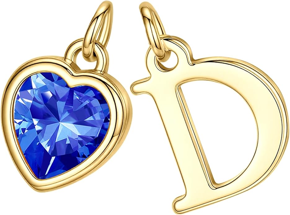 Turandoss Valentines Day Gifts for Her Trendy, Dainty 14K Gold Plated Initial A-Z Heart Birthstone Pendant Necklace Personalized Bridesmaid Birthday Valentines Jewelry Gifts for Women Girls