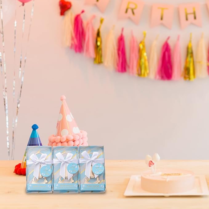 24 pcs Baby Shower Favors for Guest Bottle Opener Baby Shower Keepsake Baby Shower Return Gift for Guest Baby Shower Souvenir for Boy or Girl Baby Shower Decorations (Blue-3)