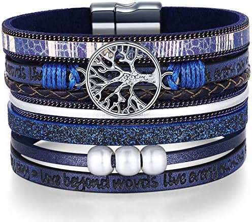 Desimtion Leather Wrap Bracelets for Women, Hidden Inspirational Message by DESIMTION