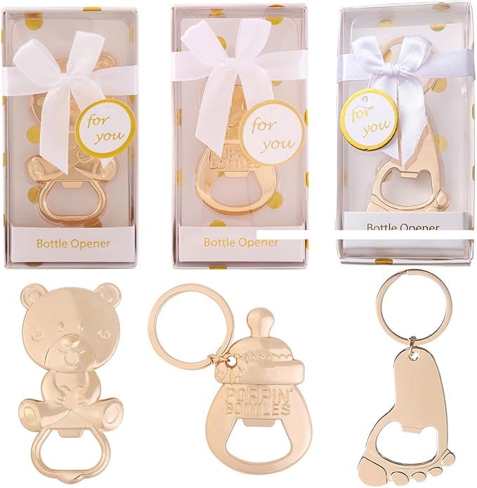 24 pcs Baby Shower Favors for Guest Bottle Opener Baby Shower Keepsake Baby Shower Return Gift for Guest Baby Shower Souvenir for Boy or Girl Baby Shower Decorations (White-3), 3.1 * 1.4 inch