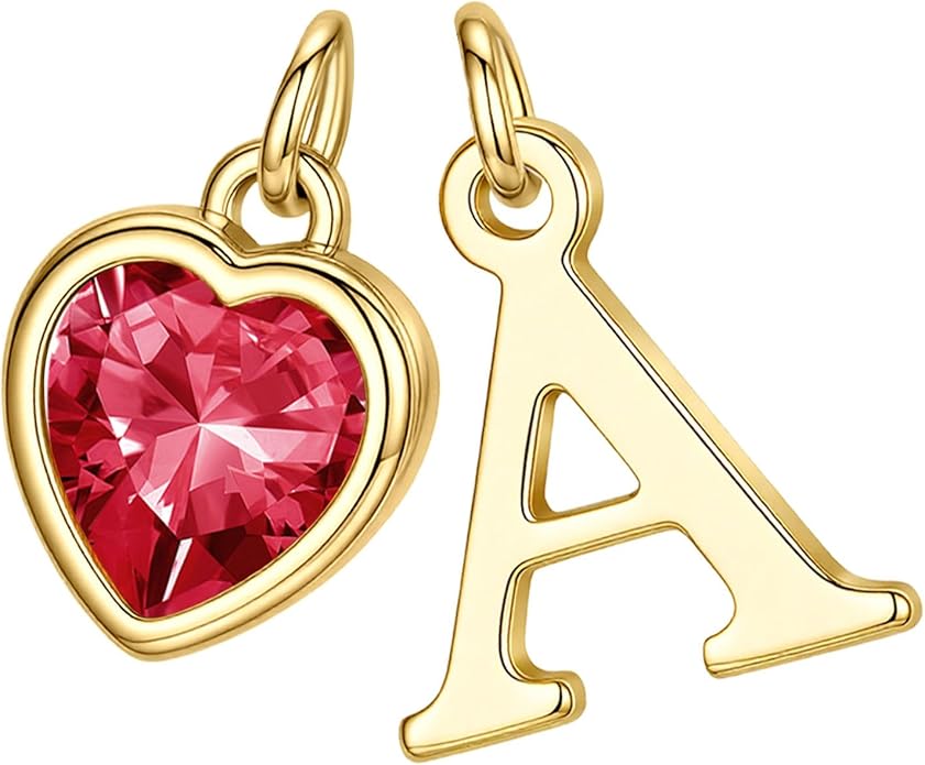 Turandoss Valentines Day Gifts for Her Trendy, Dainty 14K Gold Plated Initial A-Z Heart Birthstone Pendant Necklace Personalized Bridesmaid Birthday Valentines Jewelry Gifts for Women Girls