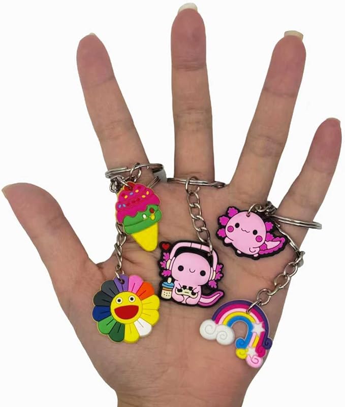 Ella & Emma 30/50/100 Bulk Different Keychains, Mixed Non-Repeat Cute Key Chain for Classroom Prizes Students Incentives Holiday Gifts Party Favors (30pcs Girls Mixed)