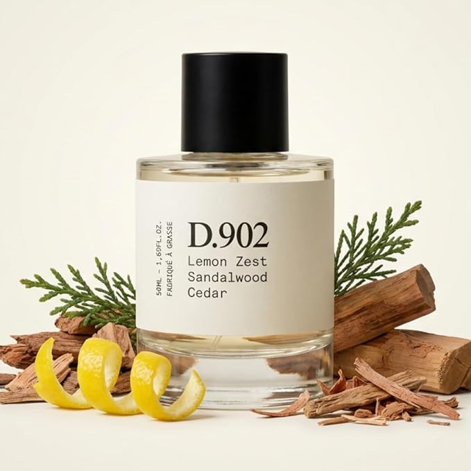 – D.902 – Eau de Parfum Inspired by C. Bleu Made in Grasse (France), Long-Lasting Perfume for Men, Lemon Zest & Sandalwood, Vegan, Clean Ingredients – Spray 50 ml | 1.7 fl. oz.