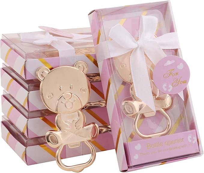 24 pcs Baby Shower Favors for Guest Bottle Opener Baby Shower Keepsake Baby Shower Return Gift for Guest Baby Shower Souvenir for Boy or Girl Baby Shower Decorations (Pink Bear)
