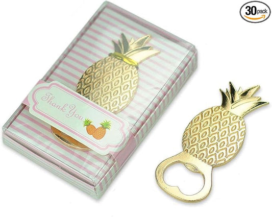 30 PCS Bottle Openers Wedding Favors Decorations, Gold Pineapple, Gift Box Party Supplies