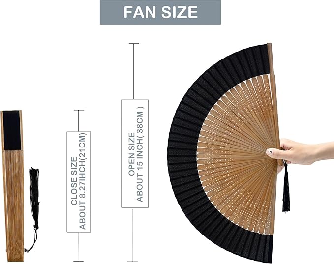 Hand Held Fan for Women Foldable, Chinese Japanese Vintage Bamboo Silk Folding Fans Hand Fan for Dance Music Festival Wedding Church Decoration (Sexy Bamboo)