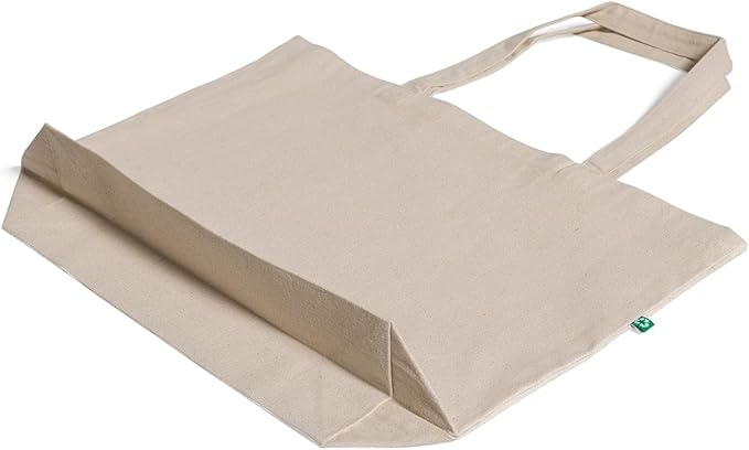 Large Recycled Cotton Canvas Tote Bag with Gusset – 12 Pcs Reusable Bag with Shoulder Straps, Canvas Tote Bags Bulk