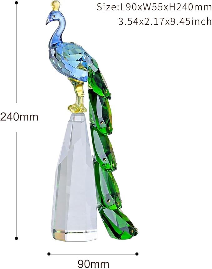 Crystal Peacock Figurine Handmade Art Animal Home Decor Statue Home Decoration