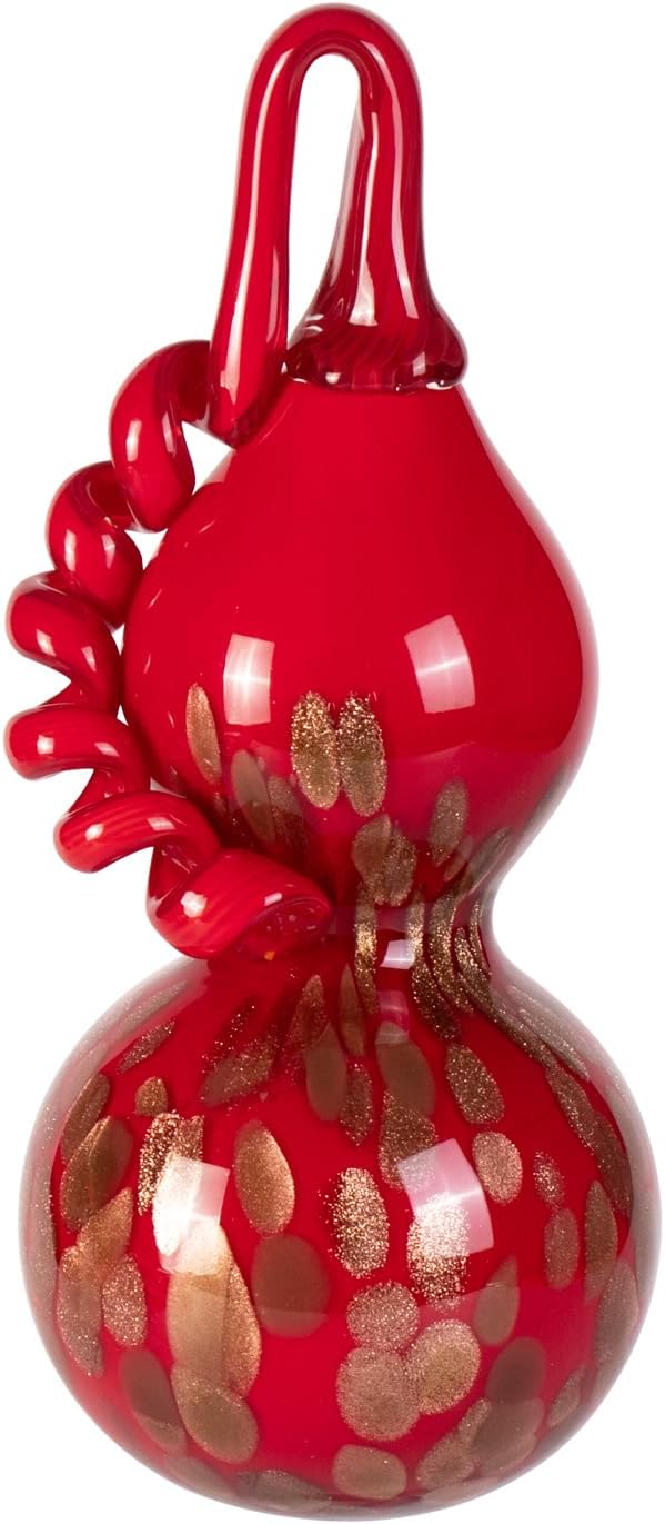 KAMMAK Gourd Glass Figurine, Handmade Blown Coloured Glaze Art Gourd Statue, Centerpiece Collectible Home Decor, Table Ornaments, Gift for Birthday Thanksgiving Christmas Decorations, QSKQ04