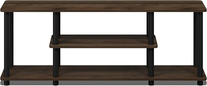 Furinno Turn-N-Tube No Tools 3D 3-Tier Entertainment TV Stand up to 50 inch TV, Round Tubes, Columbia Walnut/Black