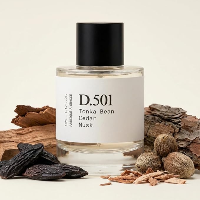 – D.501 – Eau de Parfum, Made in Grasse (France), Long-Lasting Perfume for All, Musk & Cedar, Vegan, Clean Ingredients – Spray 50 ml | 1.7 fl. oz.