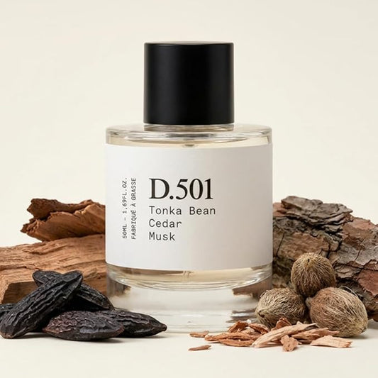 – D.501 – Eau de Parfum, Made in Grasse (France), Long-Lasting Perfume for All, Musk & Cedar, Vegan, Clean Ingredients – Spray 50 ml | 1.7 fl. oz.