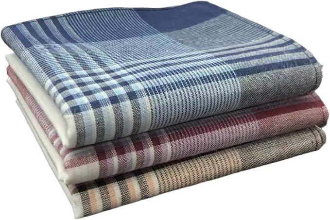 Men's Handkerchiefs 100% Cotton Handkerchief with Check