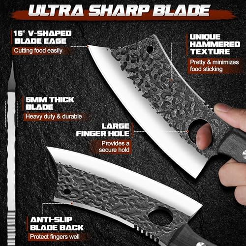 ROCOCO Meat Cleaver Butcher Knife - Full Tang Knife & Sheath Gift Idea Men - Image 4