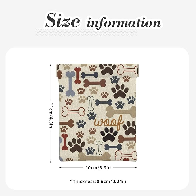 Coin Purse Dog Paw Prints Bones Leather Squeeze Coin Purse Mini Pouch Change Wallet Bag Gifts for Women Kids Girls Key Holder