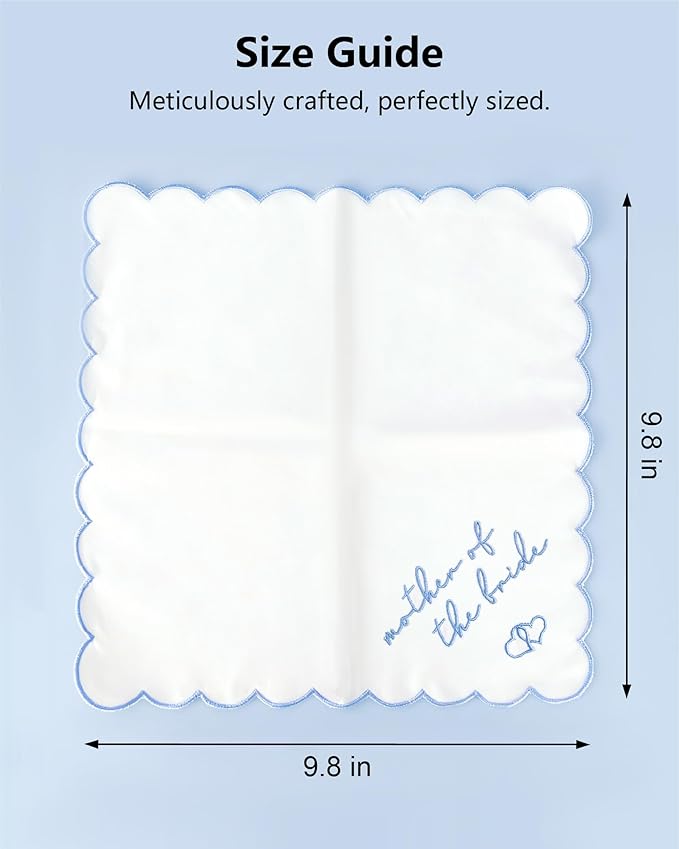 Bride Squad Wedding Handkerchief | Gifts for Mother Of The Bride & Mother Of The Groom | Something Blue for the Wedding Day