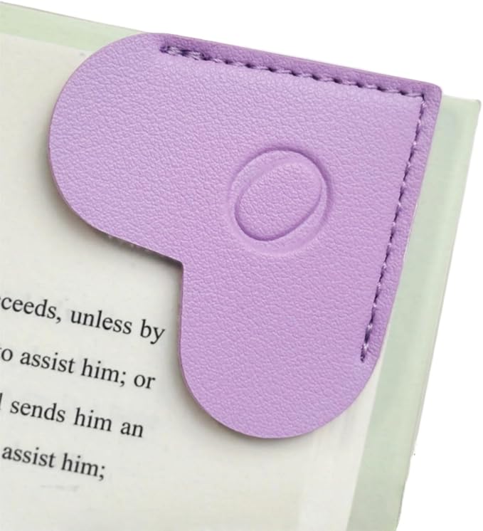 MOTEERLLU Personalized Leather Heart Bookmark with Initials, Handmade, Letter Cute Custom Corner Book Marks for Reading Women, Teachers, Students, Book Lovers, Book Accessories(Purple,O)
