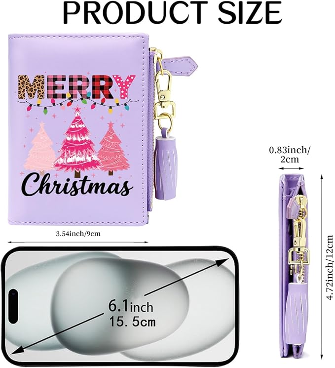 GEEAD Custom Design Small Wallets for Women Bifold Slim Coin Purse Zipper ID Card Holder for Christmas