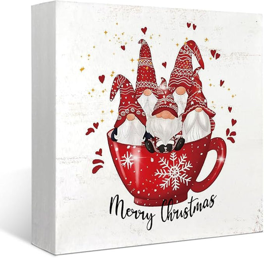 Mtrgdn Merry Christmas Decorations - Wooden Plaque Sign for Home, Table