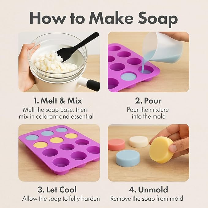 The Soapy Biz 11-Piece Starter Soap Making Kit – DIY Goat Milk Soap Base, Essential Oils, Natural Powders & Silicone Molds – Beginner-Friendly Craft Gift – Make Custom Handmade Soaps at Home