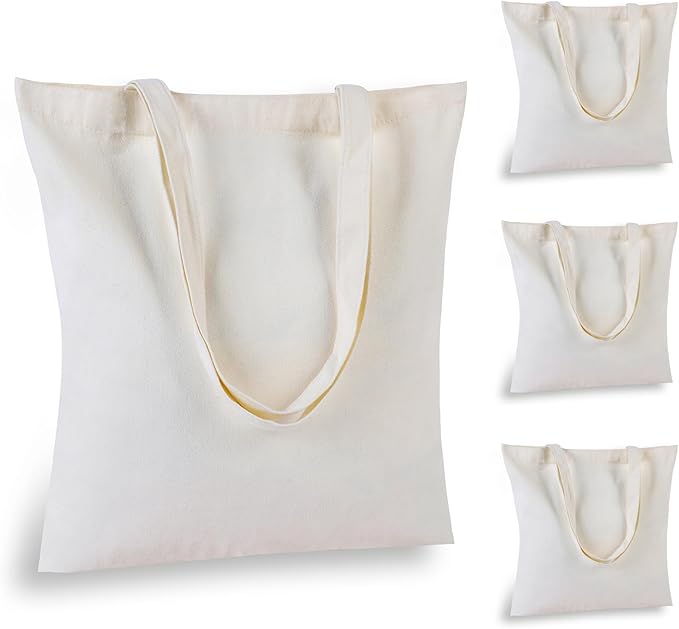 18 Pcs Canvas Tote Bags, Natural Color Tote Bags 15 x 16 inch Sustainable Eco Friendly reusable, For Grocery Bags, DIY Gift Bags, Shopping Bags (Natural Colour)
