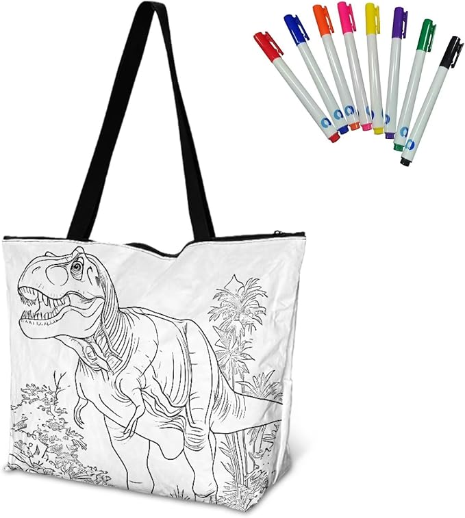 Cartoon Animal Printed DIY Coloring Tote Bag Waterproof Paper Handbags for Women Large Travel Shoulder Bags Purses