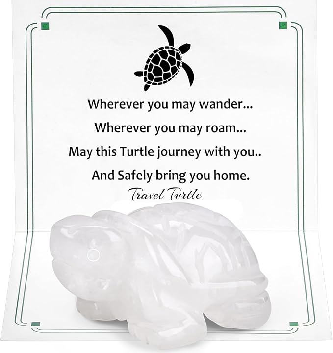 DUQGUHO 2" Travel Turtle Gift Decor Crystals Figurines Clear Quartz Crystal Best Turtles Travels Gifts for Women Traveling Travelers Cute Decorations