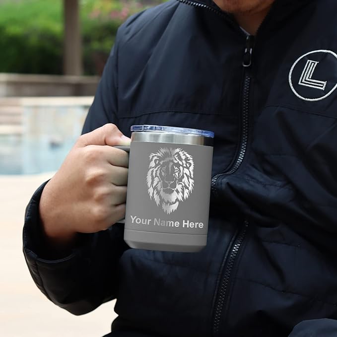 LaserGram 15oz Vacuum Insulated Coffee Mug, Cup of Coffee, Personalized Engraving Included (Gray)