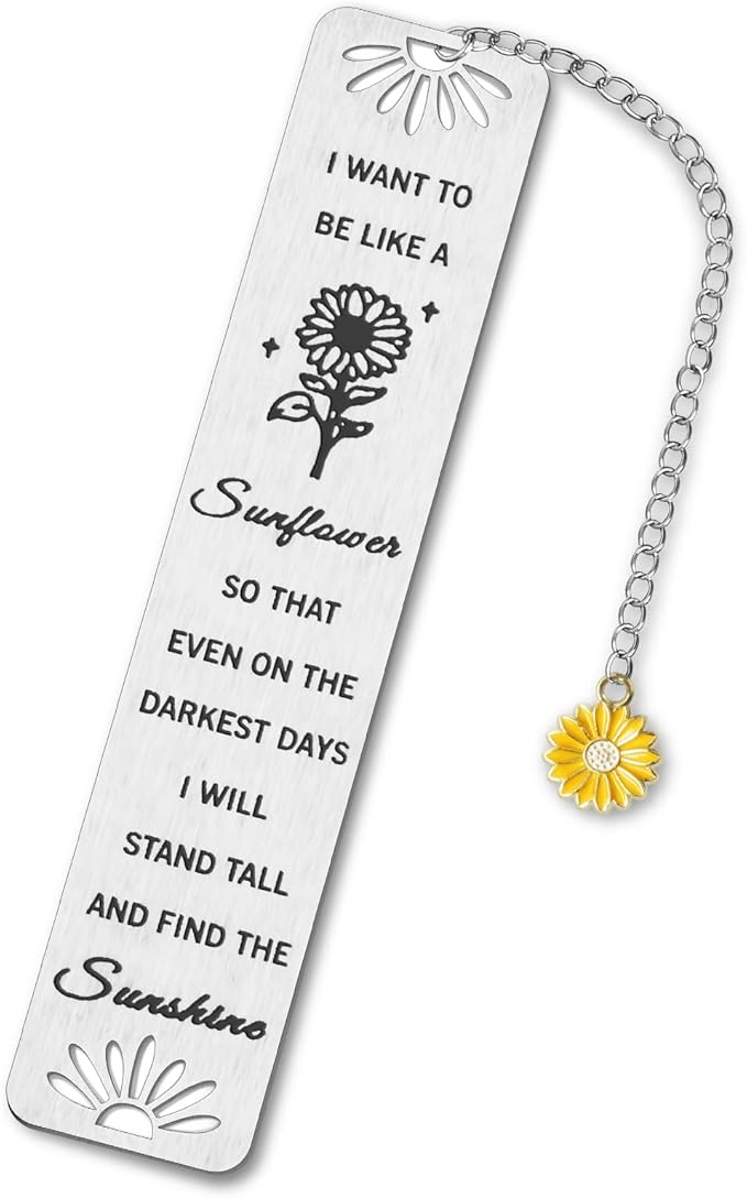 Sunflower Gifts for Women Girls, Kaluofan Inspirational Bookmarks with Sunflower Chain, Book Markers for Reading, Back to School Coming of Age Gifts, Graduation Gifts, Christmas Stocking Stuffers