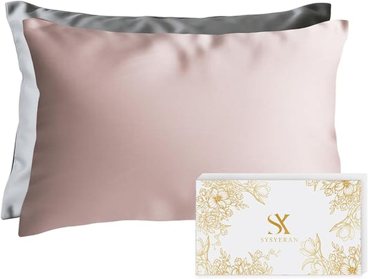 Mulberry Silk Pillowcase for Hair and Skin, Luxury Double Sided Pure Silk Pillowcase, 29x19 Inches, 1Pc (Pink)