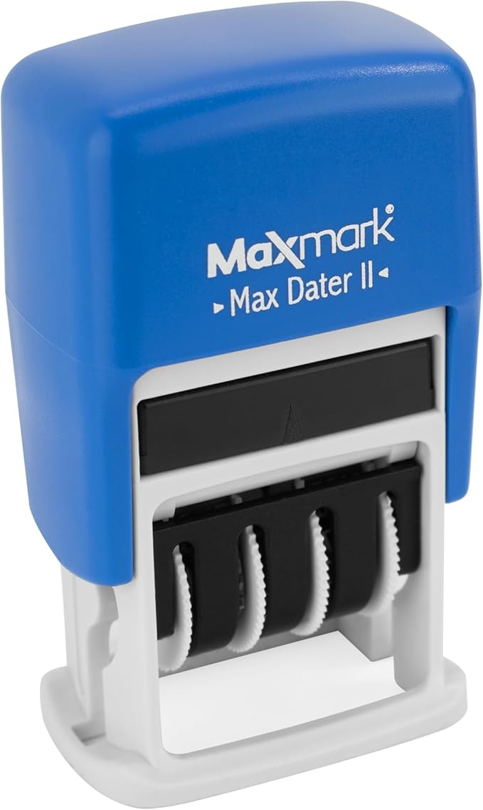 MaxMark Self-Inking Rubber Date Office Stamp with OVERDUE Phrase & Date - Blue Ink (Max Dater)