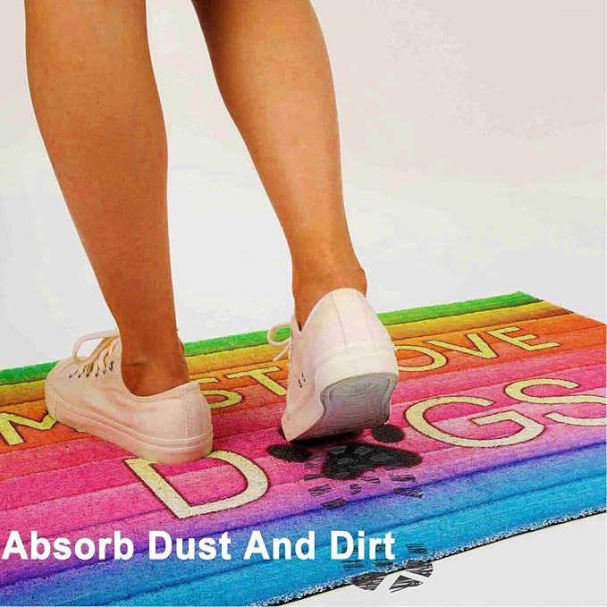 Darkyazi 23.6" x 35.4" Colorful Doormats Entrance Front Door Rug Funny Outdoors/Indoor/Bathroom/Kitchen/Bedroom/Entryway Floor Mats，Non-Slip Polyvinyl Chloride (Must Love Dogs-1)