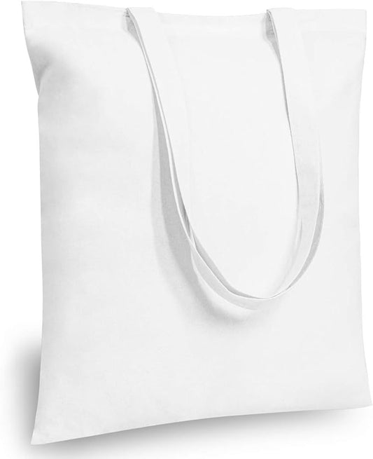 TOPDesign 5-Pack Economical 16"x15" White Cotton Tote Bag, Lightweight Medium Reusable Grocery Shopping Cloth Bags, Suitable for DIY, Advertising, Promotion, Gift, Activity