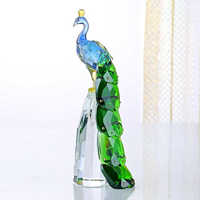 Crystal Peacock Figurine Handmade Art Animal Home Decor Statue Home Decoration
