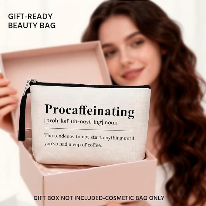 Hanamiya Na Funny Novelty Definition Makeup Bag Coffee Gifts for Female Women Coffee Lovers Coworker Friends Cosmetic Bag Zipper Pouch Bag Travel Toiletry Bags for Friendship Birthday Christmas