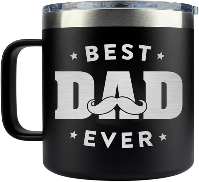 Chrismast Gifts For Dad - Best Dad Ever Tumbler With Handle 14 Oz, Best Daddy Ever Gifts from Daughter Son, Funny Daddy Coffee Tumbler For Men, Papa Cups, Father Travel Mug