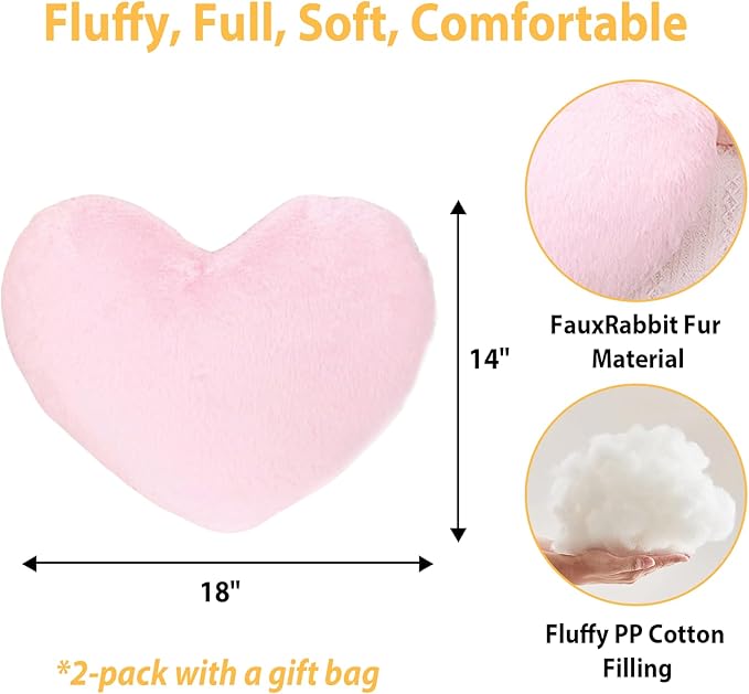 Fuxiqar 2 Pack Heart Throw Pillows