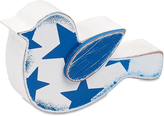 Lillian Vernon Wooden Patriotic Birds Deco - Seasonal, 4th of July Décor, Red, White and Blue, 3 3/4 x 2 1/4”