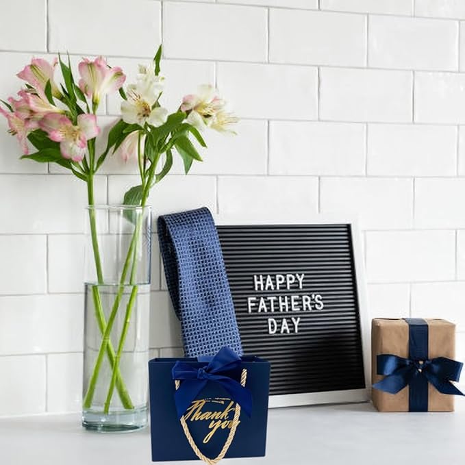 TKSBAG 100 Pack Small Thank You Gift Bags with Handles, 5.5''x 2.5''x4.7'' Mini Navy Blue Gift Bags Bulk for Baby Shower, Birthday, Wedding, Party Favors, Back to School, Summer Party