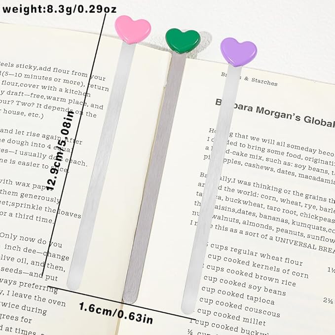 Love Heart Metal Bookmark Set - Color Stainless Steel Bookmarks, Reading Page Markers Gifts for Women, Book Lover, Girls, Boys,Couples Gifts (Love Heart C)
