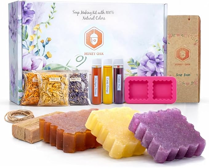 DIY Soap Making Kit Gift Set for Adults & Kids – Melt & Pour Natural Soap Kit with Shea Butter, Goat Milk & Essential Oils – Easy Craft for Beginners, Family Fun, Self-Care & Holiday Gift Set