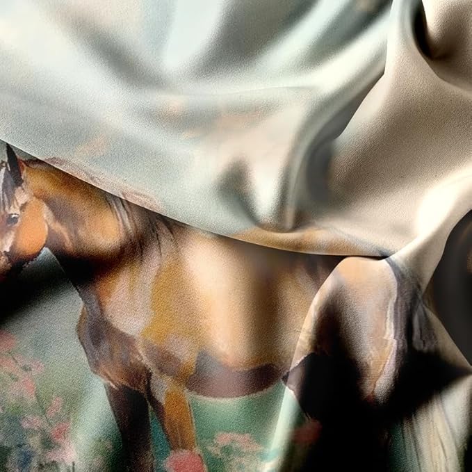 Girls Horse Comforter Sets Full Size,Retro Floral Bedding Wild Animal Galloping Horse Quilt Sets for Kids Teens 3 Pieces Sets with Pillowcases Bedroom Decor