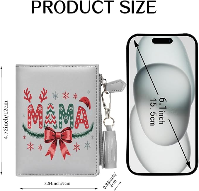 GEEAD Custom Design Small Wallets for Women Bifold Slim Coin Purse Zipper ID Card Holder for Christmas
