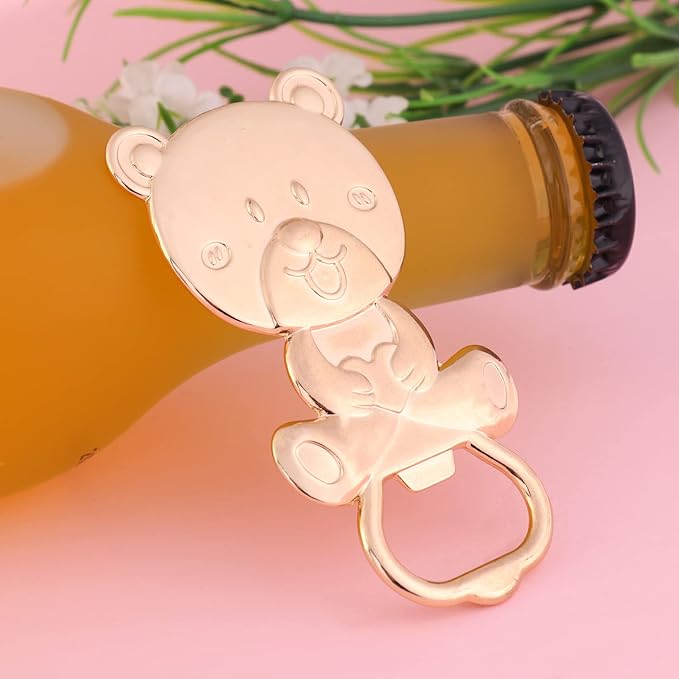 24 pcs Baby Shower Favors for Guest Bottle Opener Baby Shower Keepsake Baby Shower Return Gift for Guest Baby Shower Souvenir for Boy or Girl Baby Shower Decorations (Pink Bear)