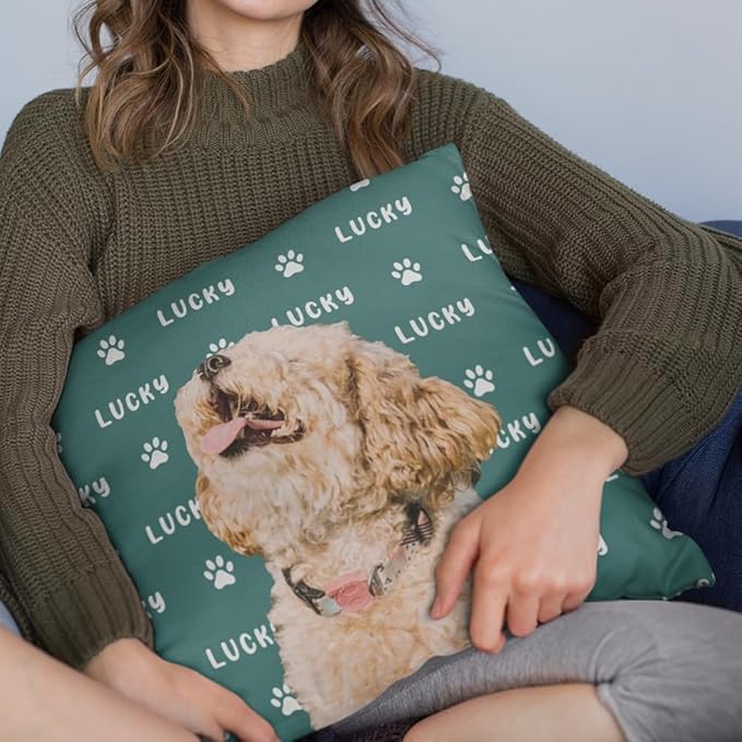Custom Dog Cat Throw Pillow with Picture＆Name,Personalized Pet Photo Pillowcase with Optional Insert,Pet Memorial Room Decor Gifts for Home Dog Cat Lovers