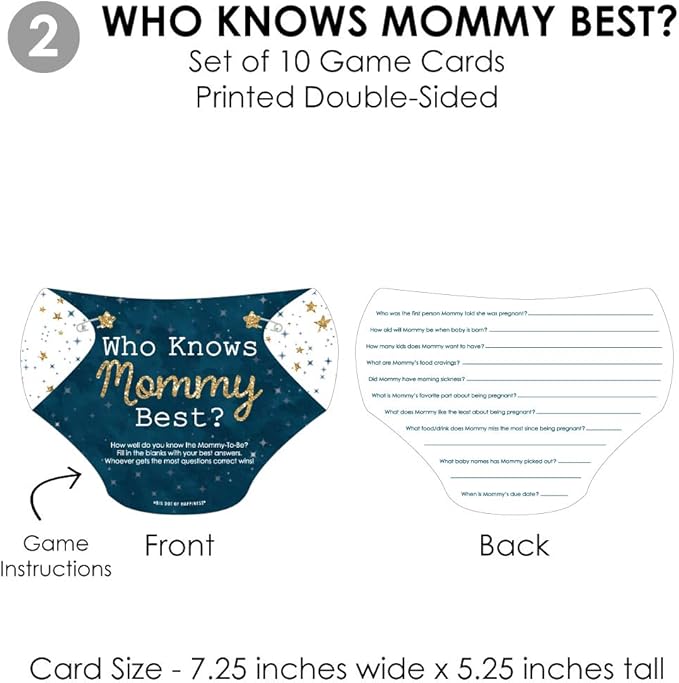 Big Dot of Happiness Twinkle Twinkle Little Star - 4 Baby Shower Games - 10 Cards Each - Who Knows Mommy Best, Mommy or Daddy Quiz, What’s in Your Purse and Oh Baby - Gamerific Bundle
