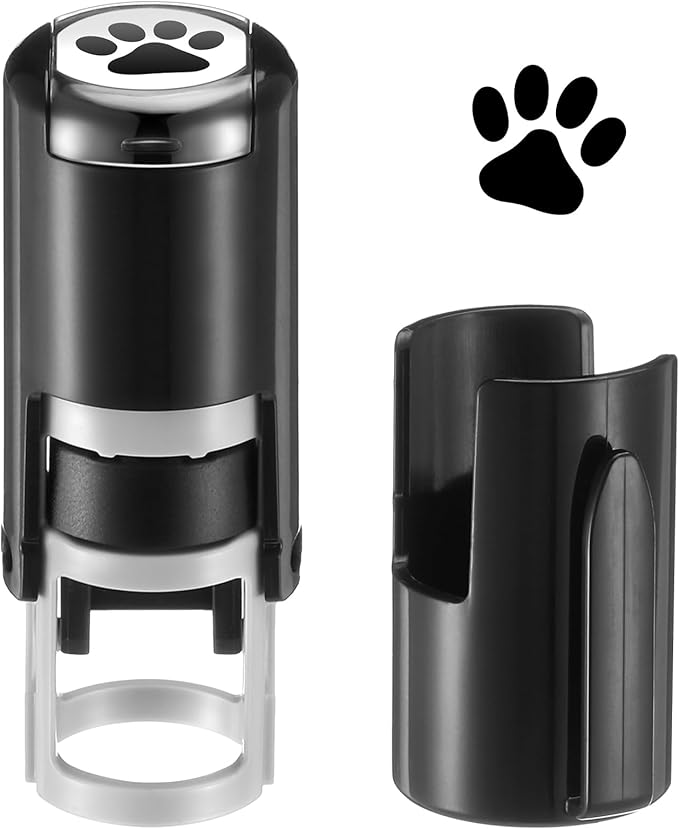 Supervitae 2 Pack Paw Print Stamps Animal Paw Print Stamper Mini Black Self Inking Stamps for Classroom Party Educational Learning Activities Craft Supplies