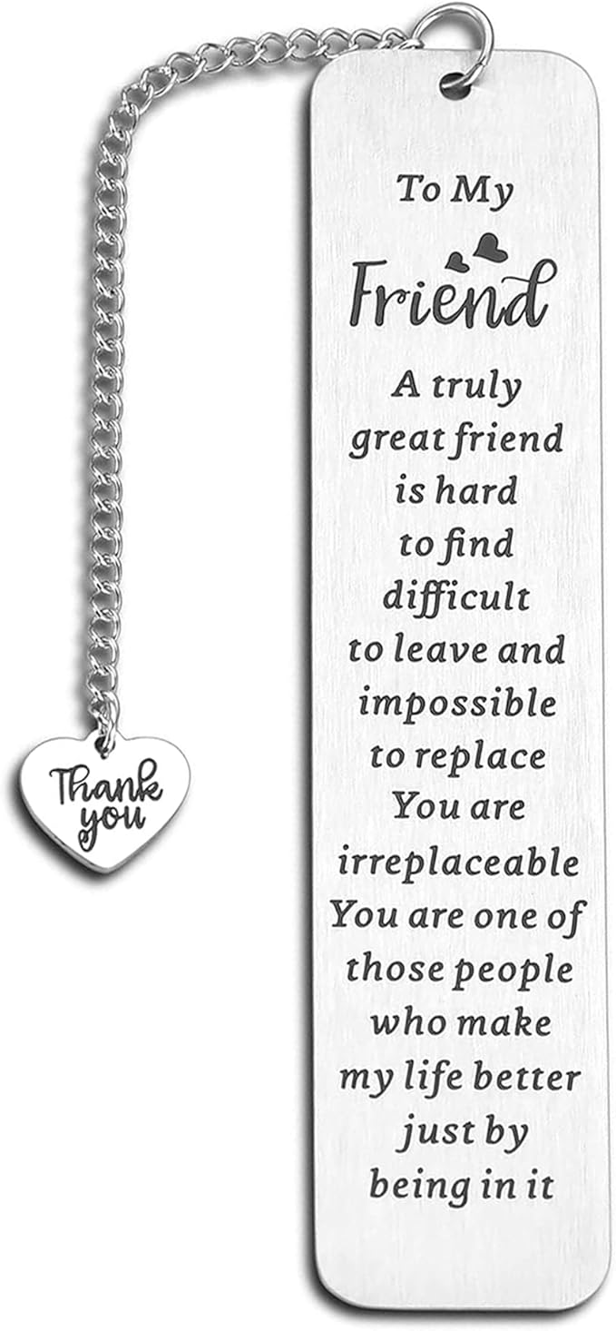 Friend Metal Bookmark for Women – Long Distance Friendship Gifts for Book Lovers, Unique Best Friend Gift for Female Friends, Sentimental Bookmark for Reading Women, Thoughtful Gifts for Friends